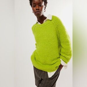 Free People Teddy Sweater Tunic in lime green Size Small NWT